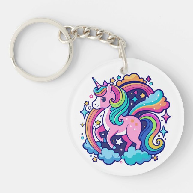 Vibrant Unicorn Fantasy Key Ring (Front)