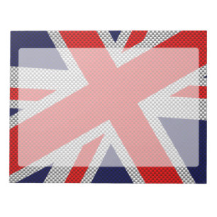 Vibrant Union Jack on Carbon Fiber Style Print Notepad