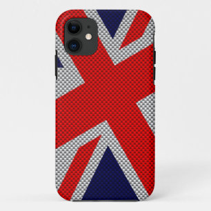 Vibrant Union Jack on Carbon Fibre Style Print iPhone 11 Case