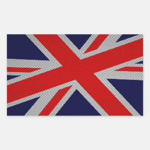 Vibrant Union Jack on Carbon Fibre Style Print Rectangular Sticker