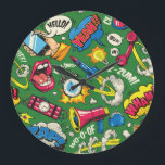 Vibrant Urban Retro Pop Art Large Clock<br><div class="desc">Step into a world where nostalgia meets modern flair with our Brand New Retro Art clock collection. This particular piece boasts a dynamic pop art design, exploding with vivid colours and a retro comic aesthetic. Imagine the energy it brings to your space, injecting every moment with a sense of excitement...</div>