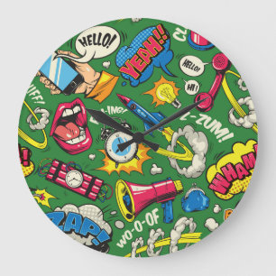 Vibrant Urban Retro Pop Art  Large Clock