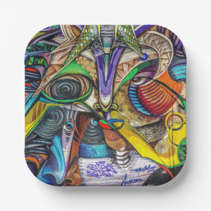 Vibrant Urban Vibes - Graffiti Art Paper Plate