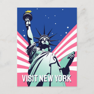 Vibrant USA Statue of Liberty - Visit New York Postcard