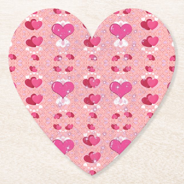vibrant valentine heart  paper coaster (Front)