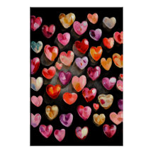 Vibrant Valentine Poster – Fantasy Hearts Design 