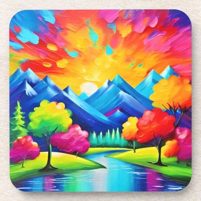Vibrant Valley Vision Painting Coaster (Front)