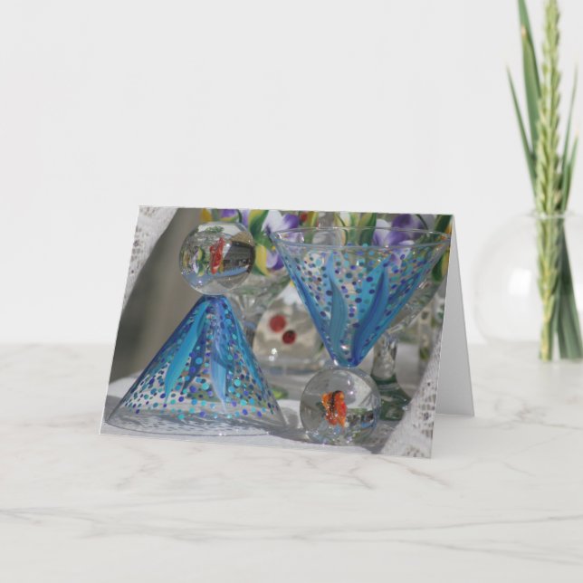 Vibrant Vase Glass Glassware Holiday Card (Front)