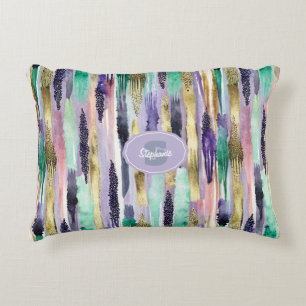 Vibrant Vertical Brushstroke Pattern (1) Decorative Cushion