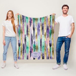 Vibrant Vertical Brushstroke Pattern (1) Fleece Blanket