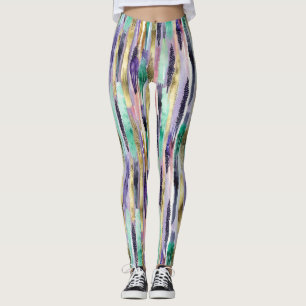 Vibrant Vertical Brushstroke Pattern (1) Leggings