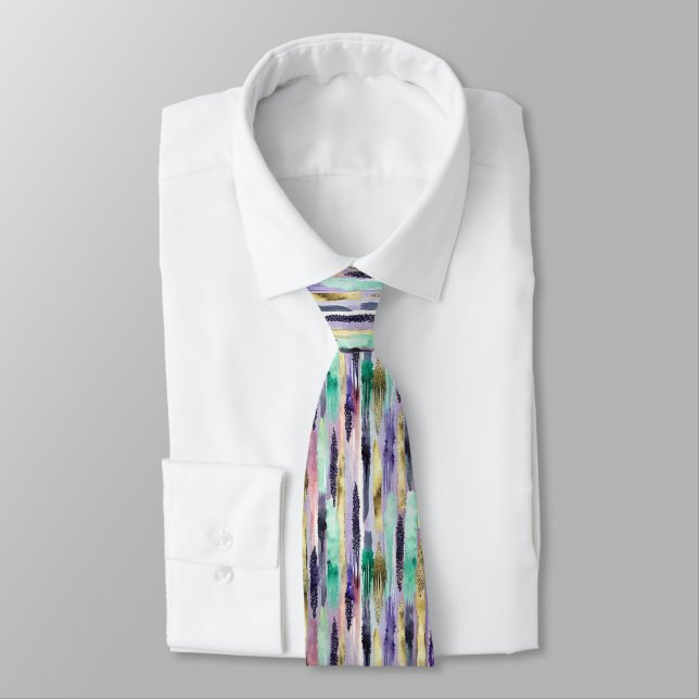 Vibrant Vertical Brushstroke Pattern (1) Tie (Tied)