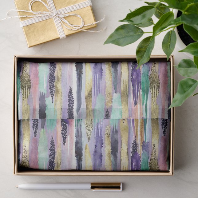 Vibrant Vertical Brushstroke Pattern (1) Tissue Paper (Gift)