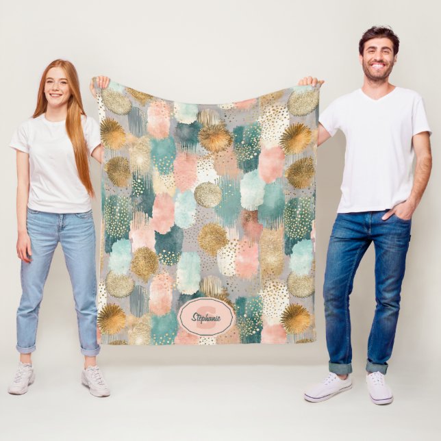 Vibrant Vertical Brushstroke Pattern (2) Fleece Blanket (In Situ)