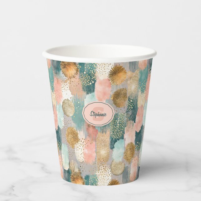 Vibrant Vertical Brushstroke Pattern (2) Paper Cups (Front)