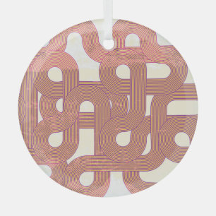 Vibrant Vintage: Abstract Colourful Lines Glass Tree Decoration