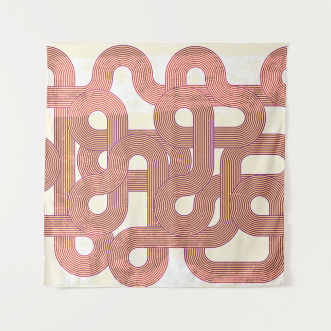 Vibrant Vintage: Abstract Colourful Lines Tapestry (Front)