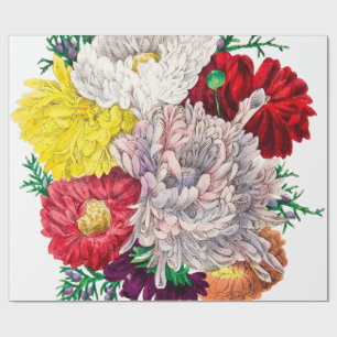 Vibrant Vintage Botanical Wildflower Bouquet Wrapping Paper