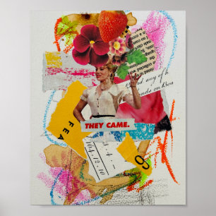 Vibrant Vintage Collage with Woman Poster