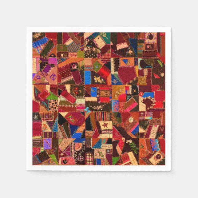 Vibrant Vintage Crazy Quilt Napkin (Front)