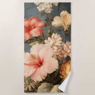 Vibrant Vintage Floral Arrangement Beach Towel
