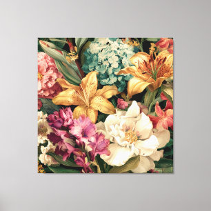 Vibrant Vintage Floral Arrangement Canvas Print