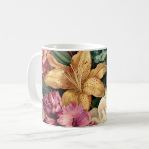Vibrant Vintage Floral Arrangement Coffee Mug