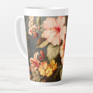 Vibrant Vintage Floral Arrangement Latte Mug