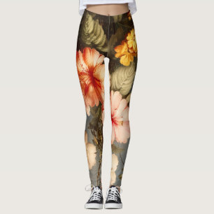 Vibrant Vintage Floral Arrangement Leggings