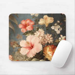 Vibrant Vintage Floral Arrangement Mouse Mat