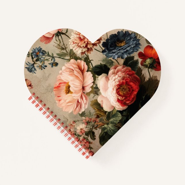 Vibrant Vintage Floral Arrangement Notebook (Front)