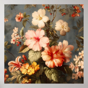 Vibrant Vintage Floral Arrangement Poster