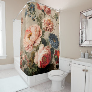 Vibrant Vintage Floral Arrangement Shower Curtain