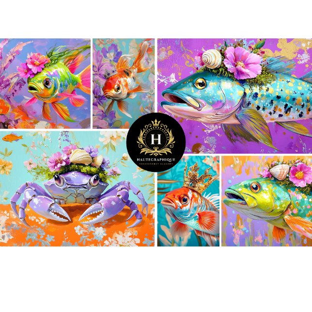 Vibrant Vintage Floral Crab Decoupage Tissue Paper (Creator Uploaded)