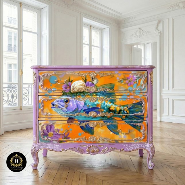 Vibrant Vintage Floral Fish Decoupage Tissue Paper (Creator Uploaded)