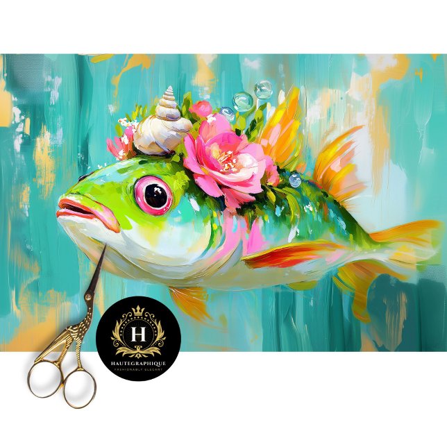 Vibrant Vintage Floral Fish Decoupage Tissue Paper (Creator Uploaded)