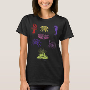 Vibrant Vintage Ocean Sea Creatures Life Marine Li T-Shirt