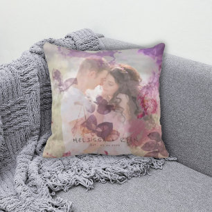 Vibrant Violet Garden Photo Overlay  Cushion
