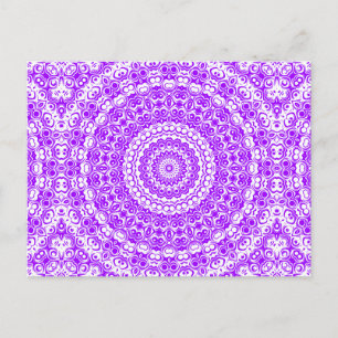 Vibrant Violet Mandala Kaleidoscope Pattern Postcard