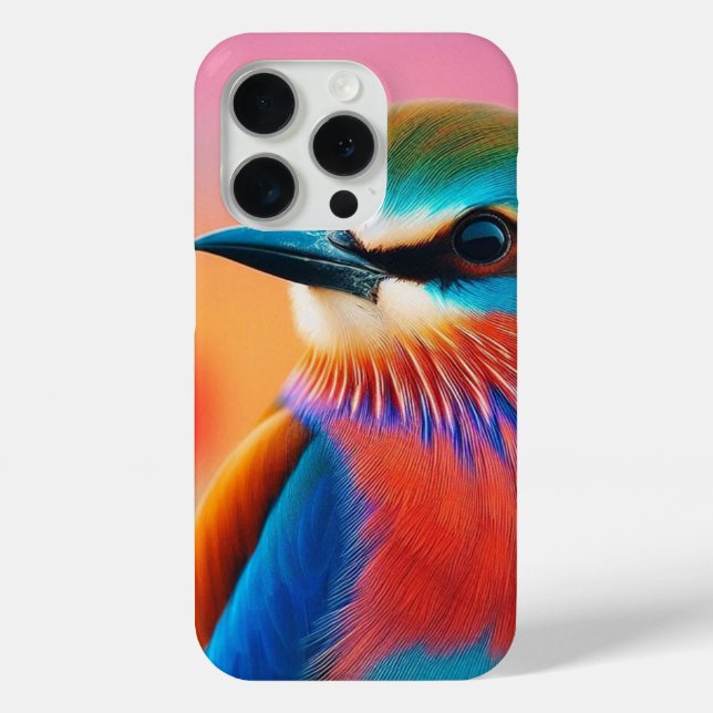 "Vibrant Visage: Colourful Bird Face iPhone Case D (Back)