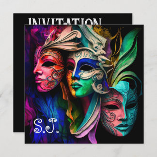 Vibrant Visions of Venetian Masks   Invitation