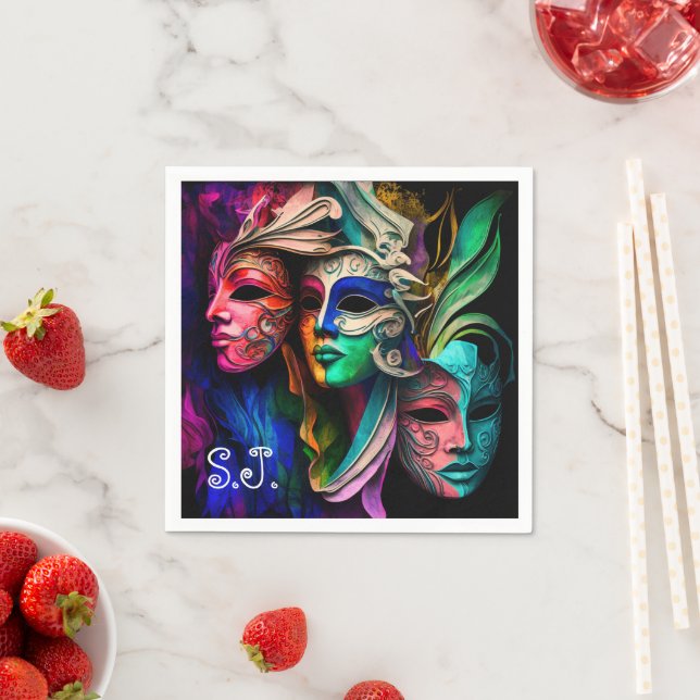 Vibrant Visions of Venetian Masks    Napkin (Insitu)