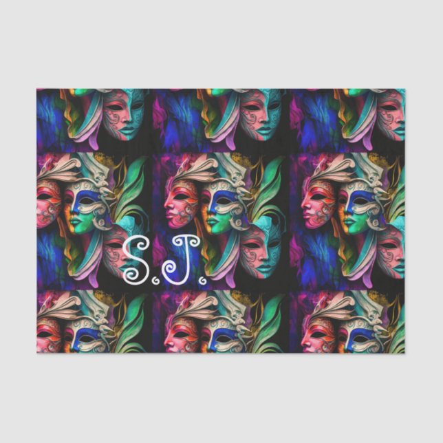 Vibrant Visions of Venetian Masks   Tissue Paper (Front)