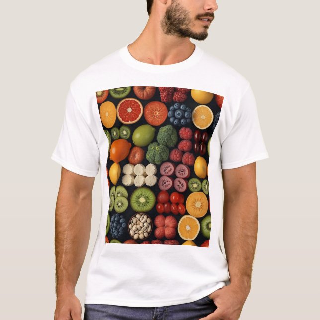 Vibrant Vitamin Mosaic: Nature's Nutritional Symp T-Shirt (Front)