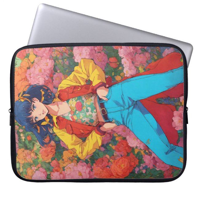 "Vibrant Vogue: Colourful Girl Laptop Bag" Laptop Sleeve (Front)