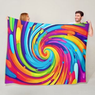Vibrant Vortex in Artistic Whirlwind Fleece Blanket