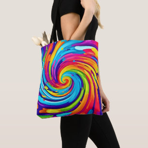 Vibrant Vortex in Artistic Whirlwind Tote Bag
