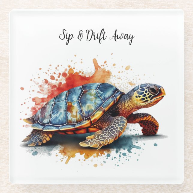 Vibrant Voyager, custom Glass Coaster (Front)