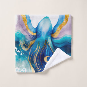 Vibrant Water Colour Octopus Wash Cloth