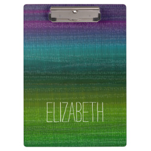 Vibrant Watercolor Abstract Stripes Custom Name Clipboard